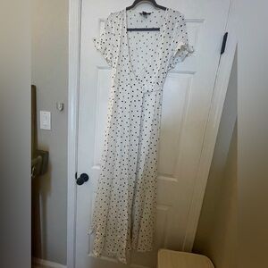 Forever 21 White and black polka dot maxi wrap dress